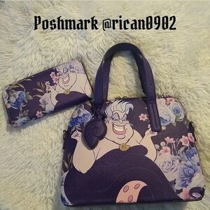 Loungefly Disney The Little Mermaid Ursula Floral Satchel and Wallet